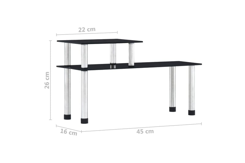 køkkenreol 45 x 16 x 26 cm hærdet glas sort - Sort - Bogreol