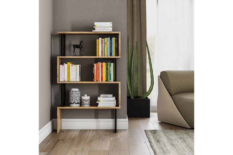 Kalune Bogreol 128 cm i Valnød - Brun - Opbevaring - Hylder & Reoler - Bogreol