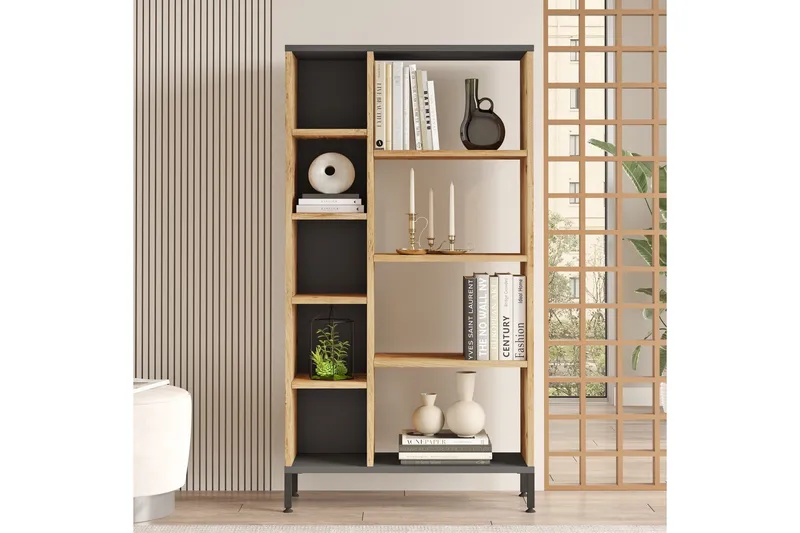 Keshav Bokhylle 72x25,5 cm Antrasitt/Brun - Hanah Home - Opbevaring - Hylder & Reoler - Bogreol