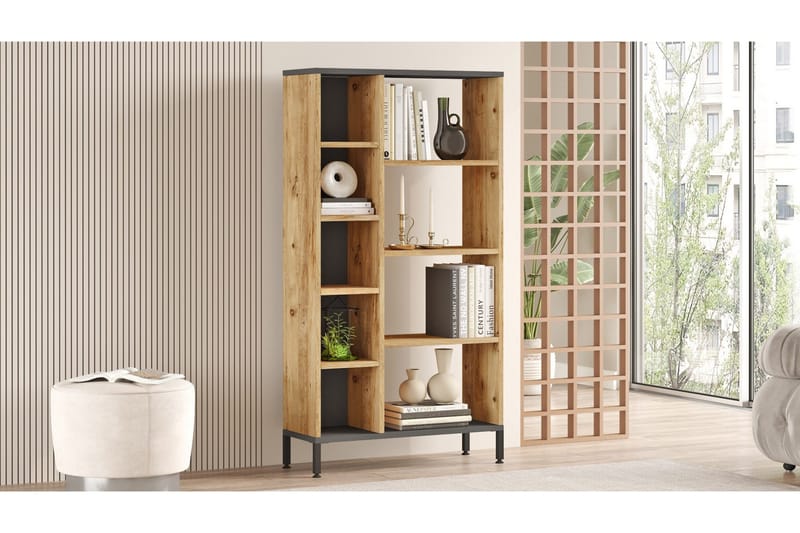 Keshav Bokhylle 72x25,5 cm Antrasitt/Brun - Hanah Home - Opbevaring - Hylder & Reoler - Bogreol