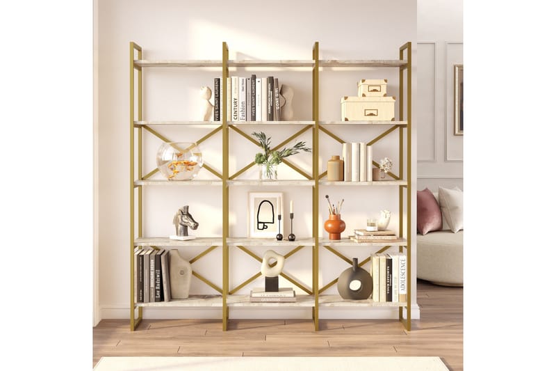 Keshri Bokhylle 170x30 cm Gull - Hanah Home - Opbevaring - Hylder & Reoler - Bogreol