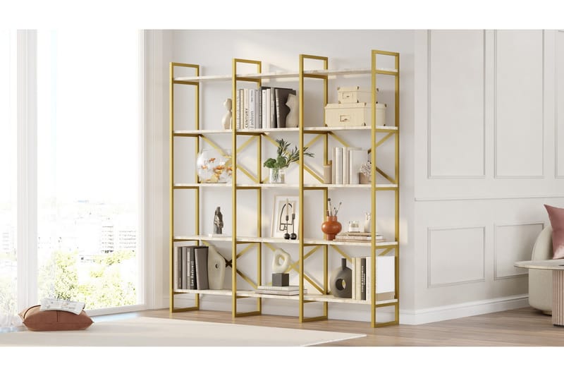 Keshri Bokhylle 170x30 cm Gull - Hanah Home - Opbevaring - Hylder & Reoler - Bogreol