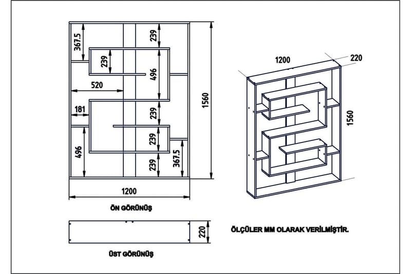 Kussmann Bogreol 120 cm - Hvid - Opbevaring - Hylder & Reoler - Bogreol