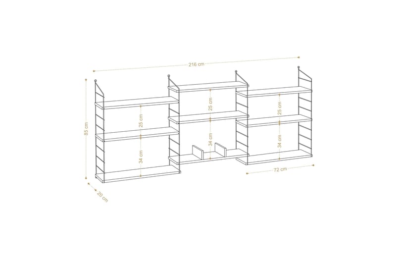 Laba Reol 85x20 cm Brun - Hanah Home - Opbevaring - Hylder & Reoler - Bogreol