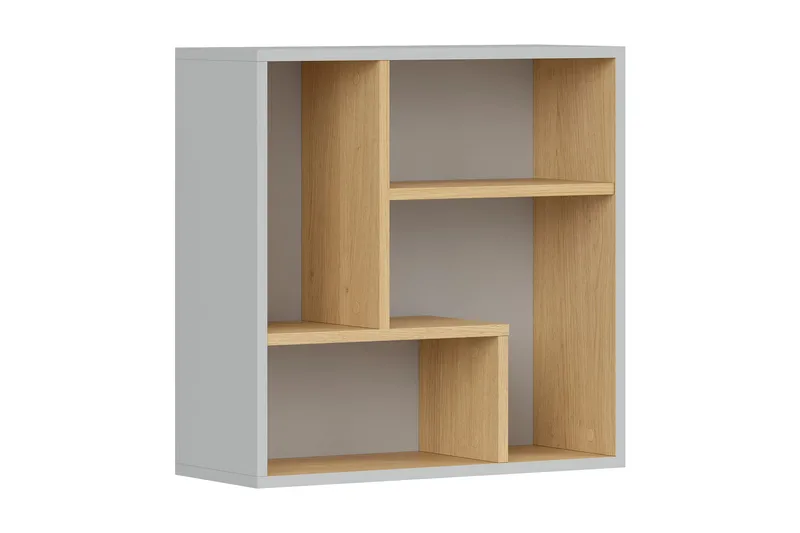 Leokkol Bogreol 56 cm, Lysegrå/Træ/Natur