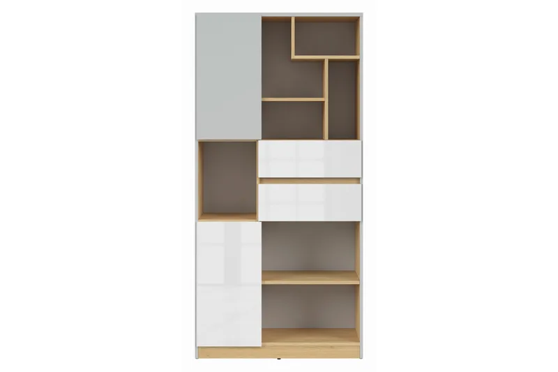 Leokkol Bogreol 80 cm - Træ/natur|Hvid|Grå - Opbevaring - Hylder & Reoler - Bogreol