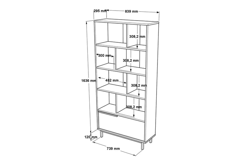 Liyakat Bogreol 83,9 cm - Hvid - Opbevaring - Hylder & Reoler - Bogreol