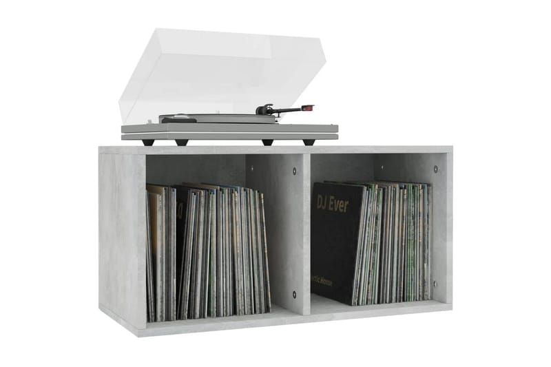 LP-opbevaringsboks 71 x 34 x 36 cm spånplade betongrå - Bogreol