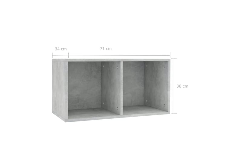 LP-opbevaringsboks 71 x 34 x 36 cm spånplade betongrå - Bogreol