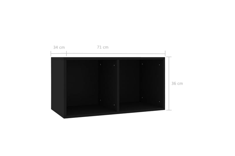 LP-opbevaringsboks 71 x 34 x 36 cm spånplade sort - Bogreol