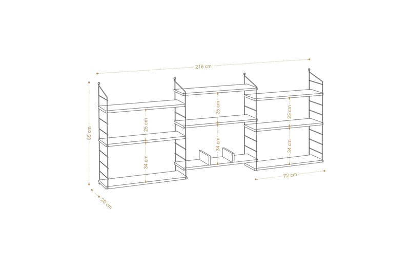 Lungo Bokhylle 85x20 cm Hvit/Sort - Hanah Home - Opbevaring - Hylder & Reoler - Bogreol