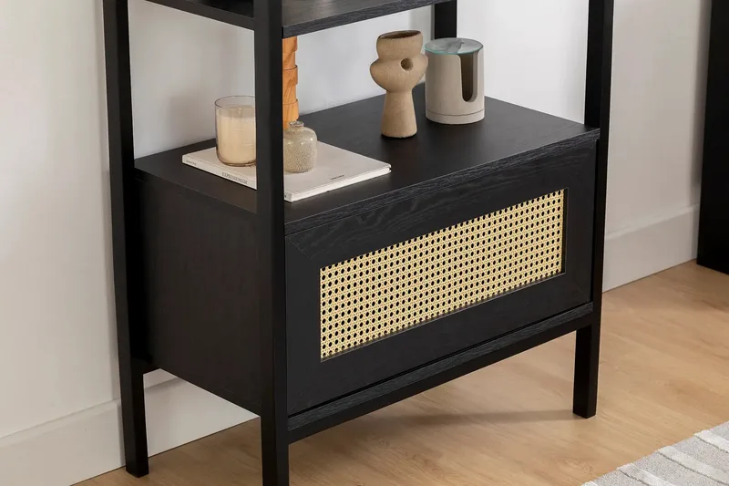 Makwana Bogreol 76 cm i Mørkt Træ - Sort - Opbevaring - Hylder & Reoler - Bogreol