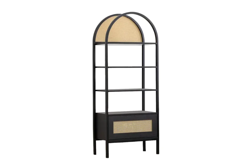 Makwana Bogreol 76 cm i Mørkt Træ - Sort - Opbevaring - Hylder & Reoler - Bogreol