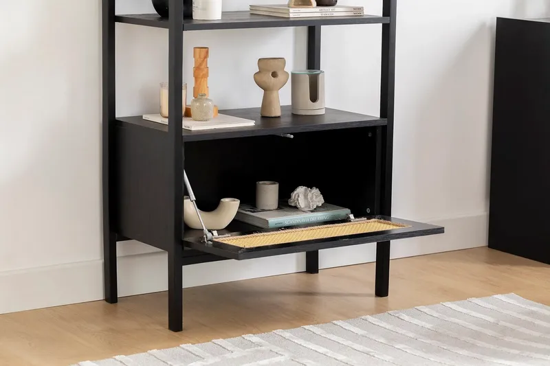Makwana Bogreol 76 cm i Mørkt Træ - Sort - Opbevaring - Hylder & Reoler - Bogreol