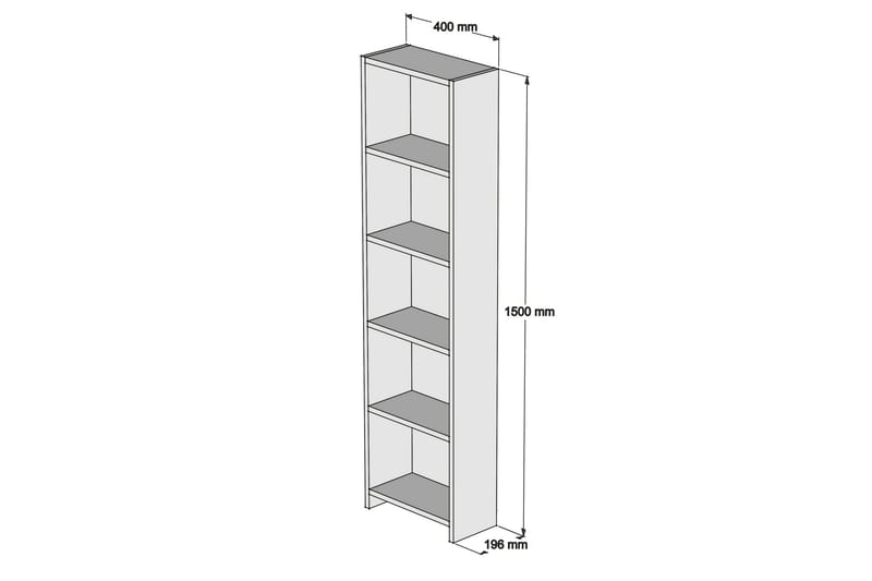 Mayes Bogreol 150 cm - Hvid - Bogreol