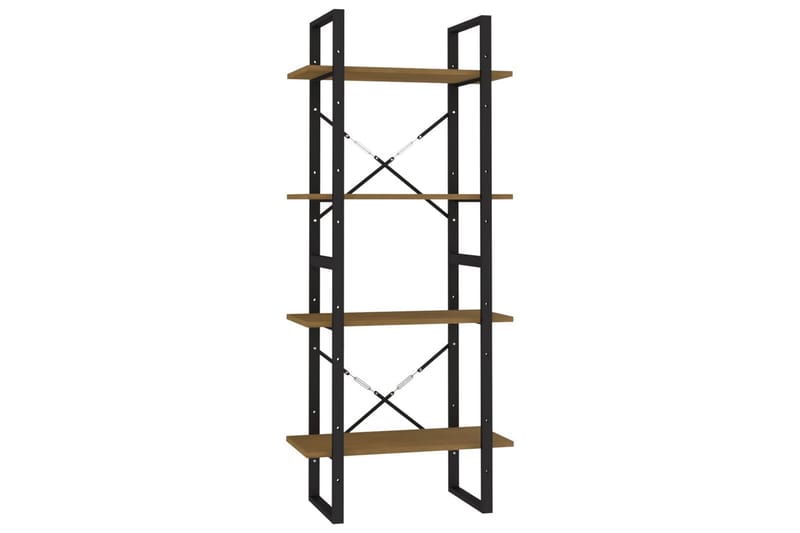 bogreol med 4 hylder 60x30x140 cm massivt fyrretræ brun - Brun - Opbevaring - Hylder & Reoler - Bogreol