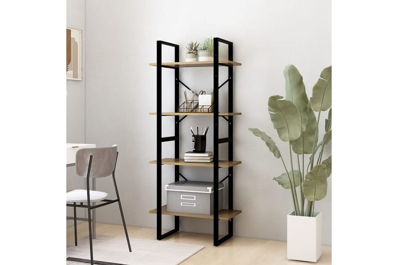 bogreol med 4 hylder 60x30x140 cm massivt fyrretræ brun - Brun - Opbevaring - Hylder & Reoler - Bogreol
