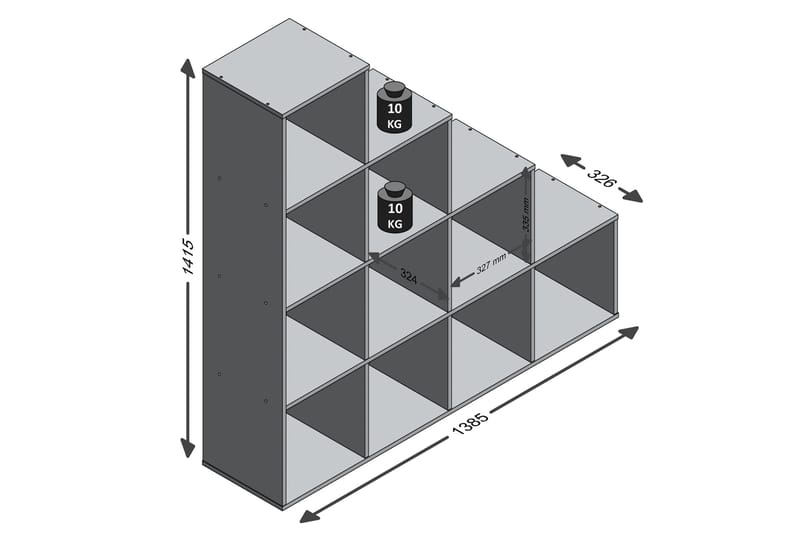 Mega Trappe Reol 139 cm - Beton - Opbevaring - Hylder & Reoler - Bogreol