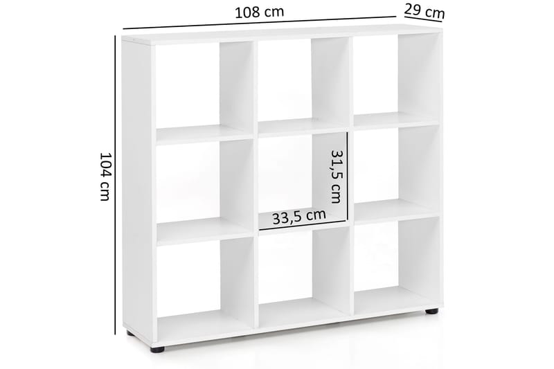 Milahn Bogreol 108 cm i Malet Træ - Hvid - Opbevaring - Hylder & Reoler - Bogreol