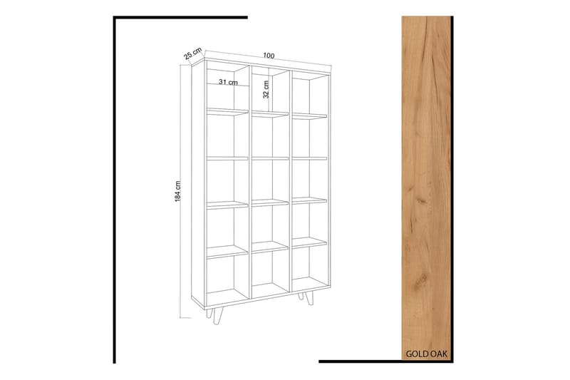 Mod Bogreol 100 cm i Eg - Brun - Opbevaring - Hylder & Reoler - Bogreol