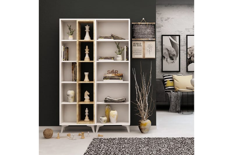 Mod Bogreol 100 cm i Eg - Hvid|Brun - Opbevaring - Hylder & Reoler - Bogreol