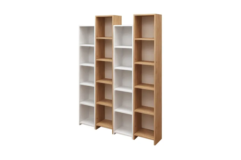 Mod Bogreol 134 cm i Eg, Hvid|Brun