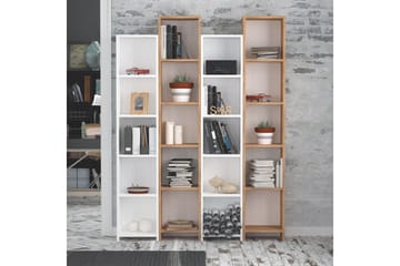 Mod Bogreol 134 cm i Eg - Hvid|Brun - Opbevaring - Hylder & Reoler - Bogreol