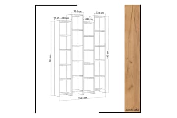 Mod Bogreol 134 cm i Eg - Hvid|Brun - Opbevaring - Hylder & Reoler - Bogreol