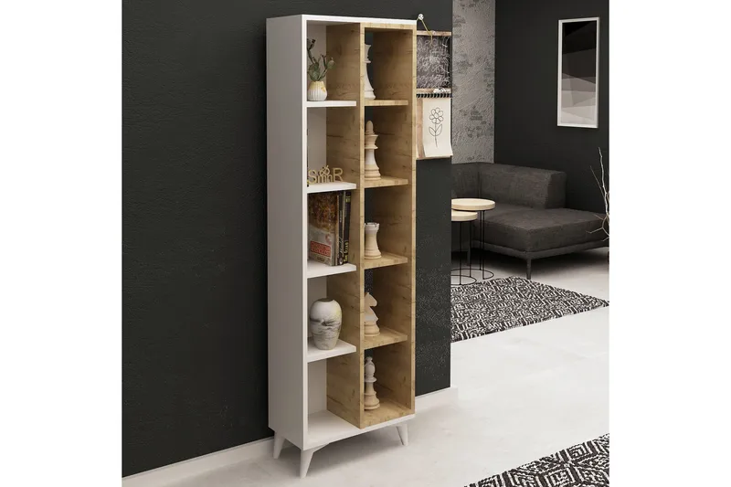 Mod Bogreol 50 cm i Eg - Hvid - Opbevaring - Hylder & Reoler - Bogreol