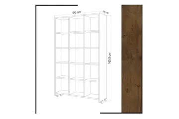 Mod Bogreol med Hjul 90 cm i Eg - Hvid - Opbevaring - Hylder & Reoler - Bogreol