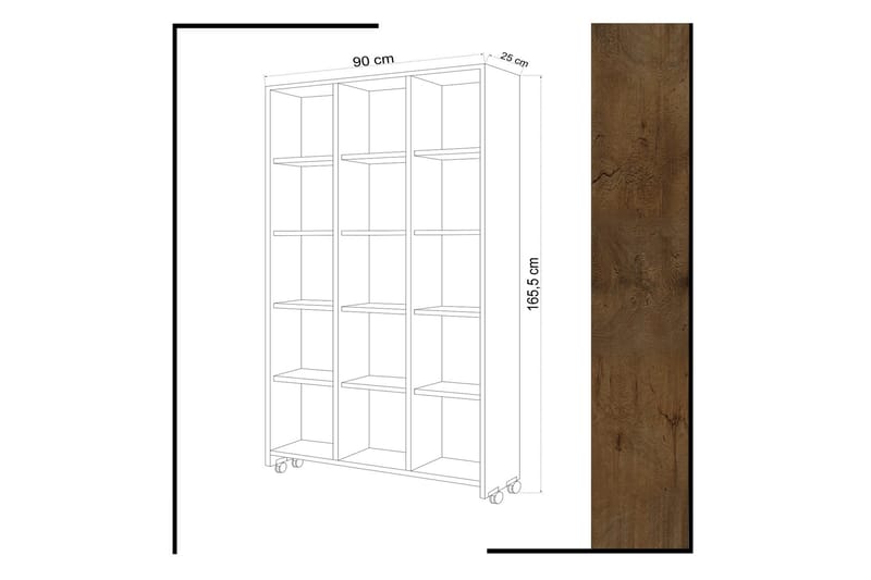 Mod Bogreol med Hjul 90 cm i Eg - Hvid - Opbevaring - Hylder & Reoler - Bogreol