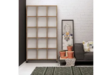 Mod Bogreol med Hjul 90 cm i Eg - Hvid - Opbevaring - Hylder & Reoler - Bogreol