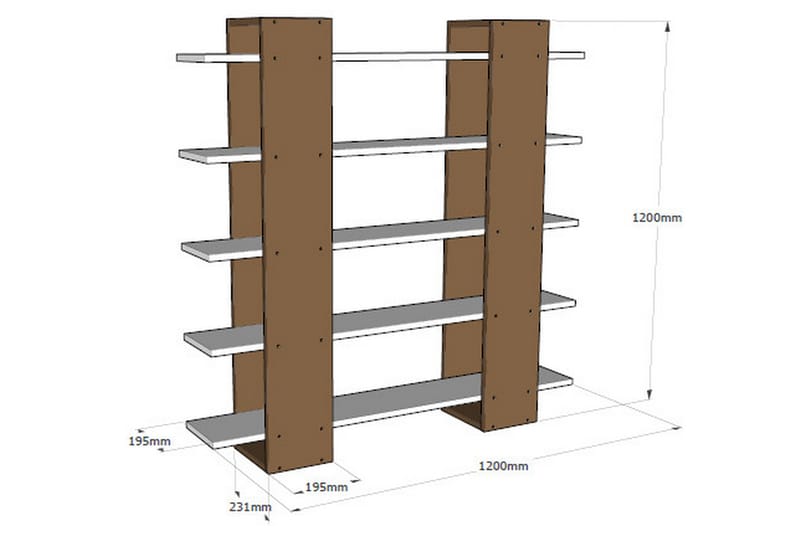 Mod Design bogreol - Hvid / valnød - Opbevaring - Hylder & Reoler - Bogreol