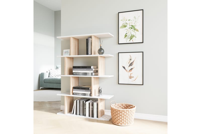 Nachusa reol 90x25 cm - Hvid / natur - Opbevaring - Hylder & Reoler - Bogreol