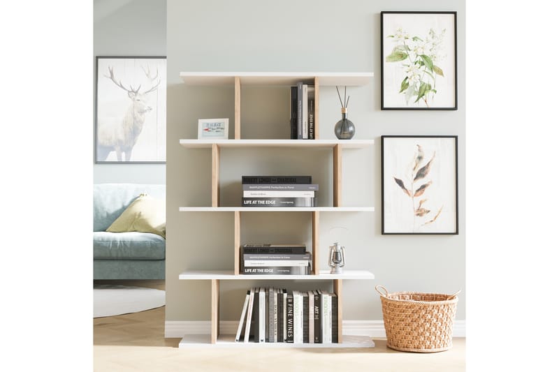 Nachusa reol 90x25 cm - Hvid / natur - Opbevaring - Hylder & Reoler - Bogreol