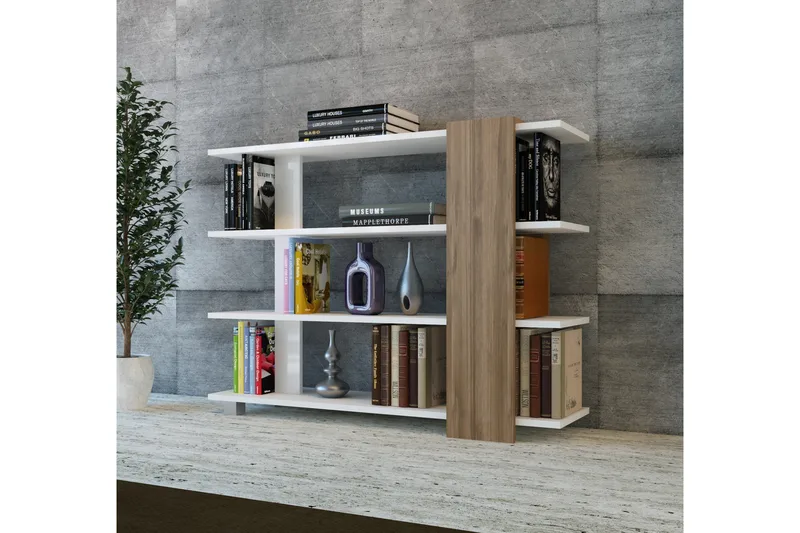 Nurtane bogreol - Hvid / valnød - Opbevaring - Hylder & Reoler - Bogreol