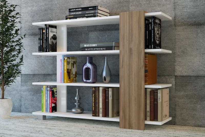 Nurtane bogreol, Hvid / valnød