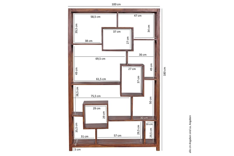Obaloluwa Bogreol 115 cm i Valnød - Brun - Opbevaring - Hylder & Reoler - Bogreol