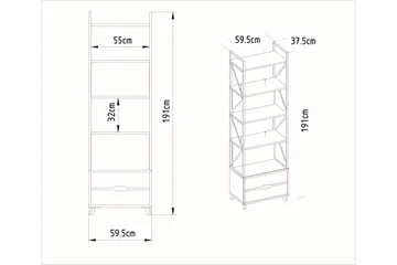 Ocotla Reol 60x35 cm 5 Hylder - Hvid - Opbevaring - Hylder & Reoler - Bogreol
