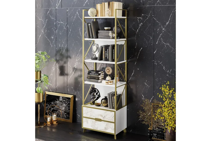 Ocotla Reol 60x35 cm 5 Hylder - Hvid - Opbevaring - Hylder & Reoler - Bogreol