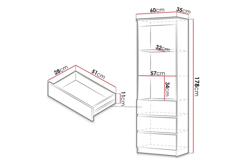 Office hylde 60x35x180 cm - Opbevaring - Hylder & Reoler - Bogreol