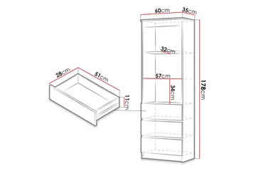 Office hylde 60x35x180 cm - Opbevaring - Hylder & Reoler - Bogreol