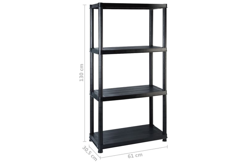 opbevaringsreol 4 hylder 183x30,5x130 cm plastik sort - Sort - Opbevaring - Hylder & Reoler - Bogreol