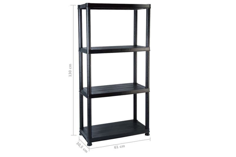 Opbevaringsreol 4 Hylder 61X30,5X130 cm Plastik Sort - Sort - Opbevaring - Hylder & Reoler - Bogreol