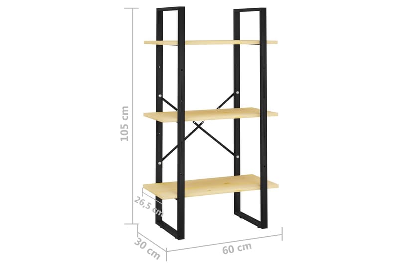 opbevaringsreol 60x30x105 cm massivt fyrretræ - Brun - Bogreol