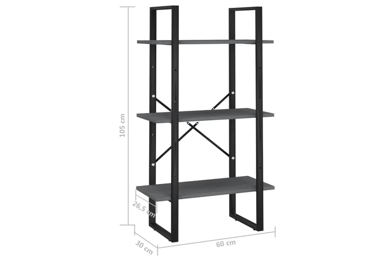 opbevaringsreol 60x30x105 cm massivt fyrretræ grå - Grå - Bogreol