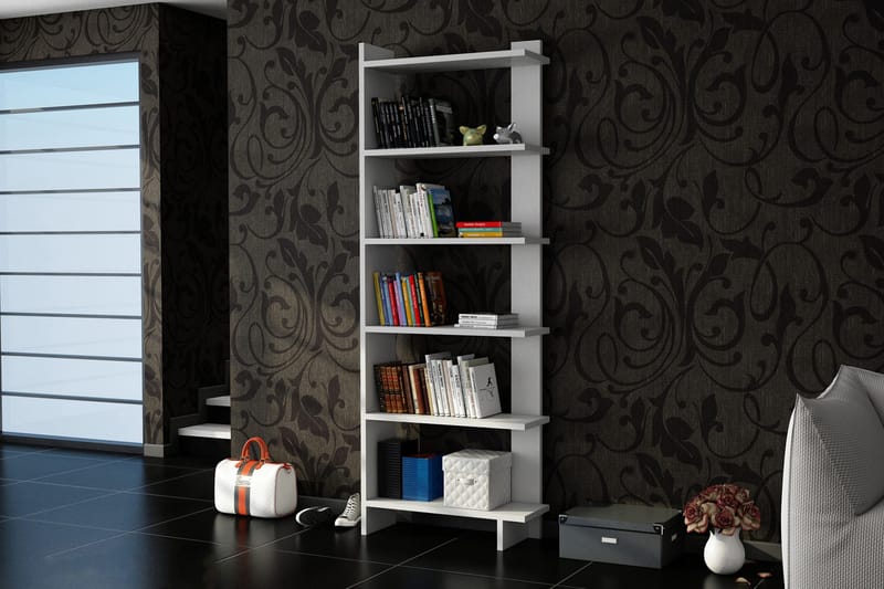 Ordelle Bogreol 47 cm i Malet Træ - Hvid - Opbevaring - Hylder & Reoler - Bogreol