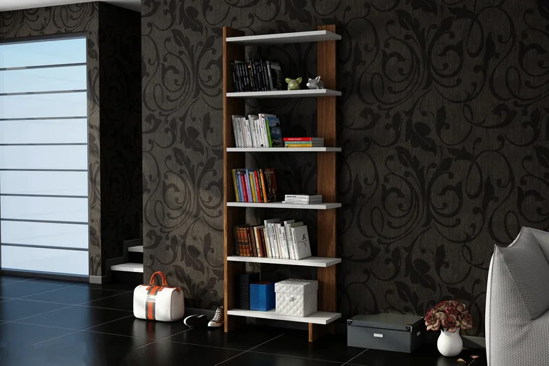 Ordelle bogreol - Hvid / valnød - Opbevaring - Hylder & Reoler - Bogreol