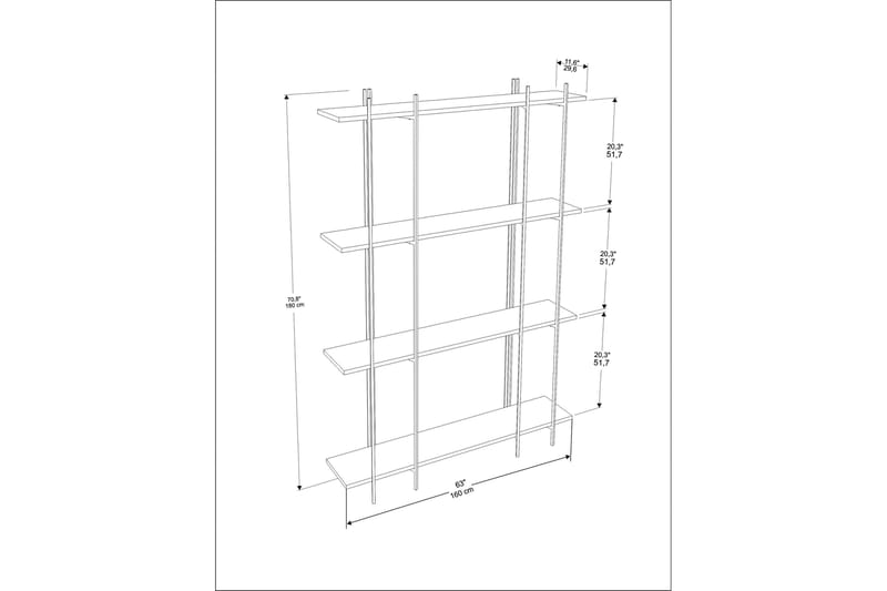 Painesville Bogreol 160 cm - Sort/Grøn - Opbevaring - Hylder & Reoler - Bogreol