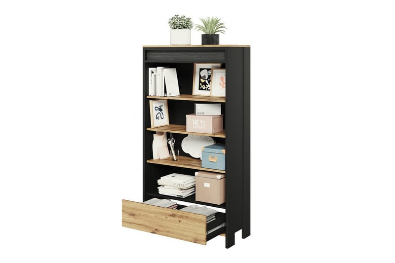 Rathmore Bogreol 72 cm i Eg - Sort - Opbevaring - Hylder & Reoler - Bogreol